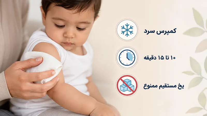 مراقبت بعد از واکسن کودک با کمپرس سرد؛ واکسیناسیون کودکان